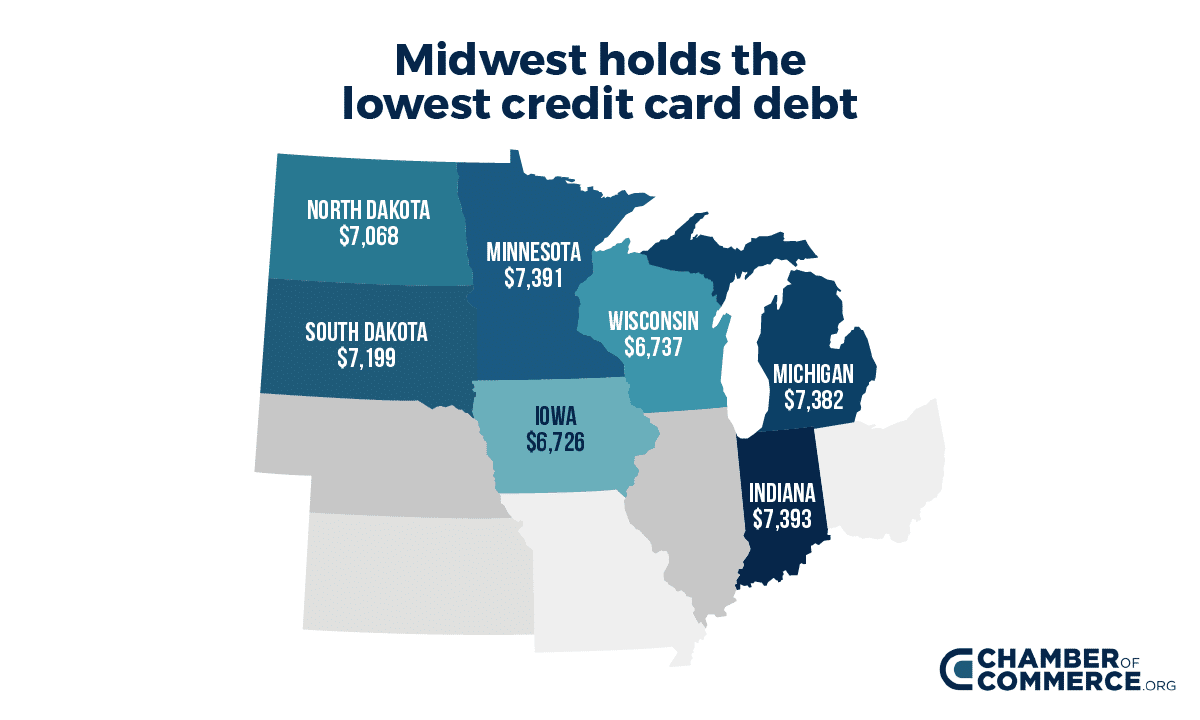 Heatmap-midwest credit card debt