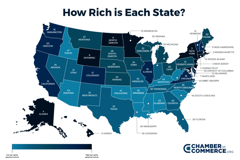 How rich is each US state? Chamber of Commerce